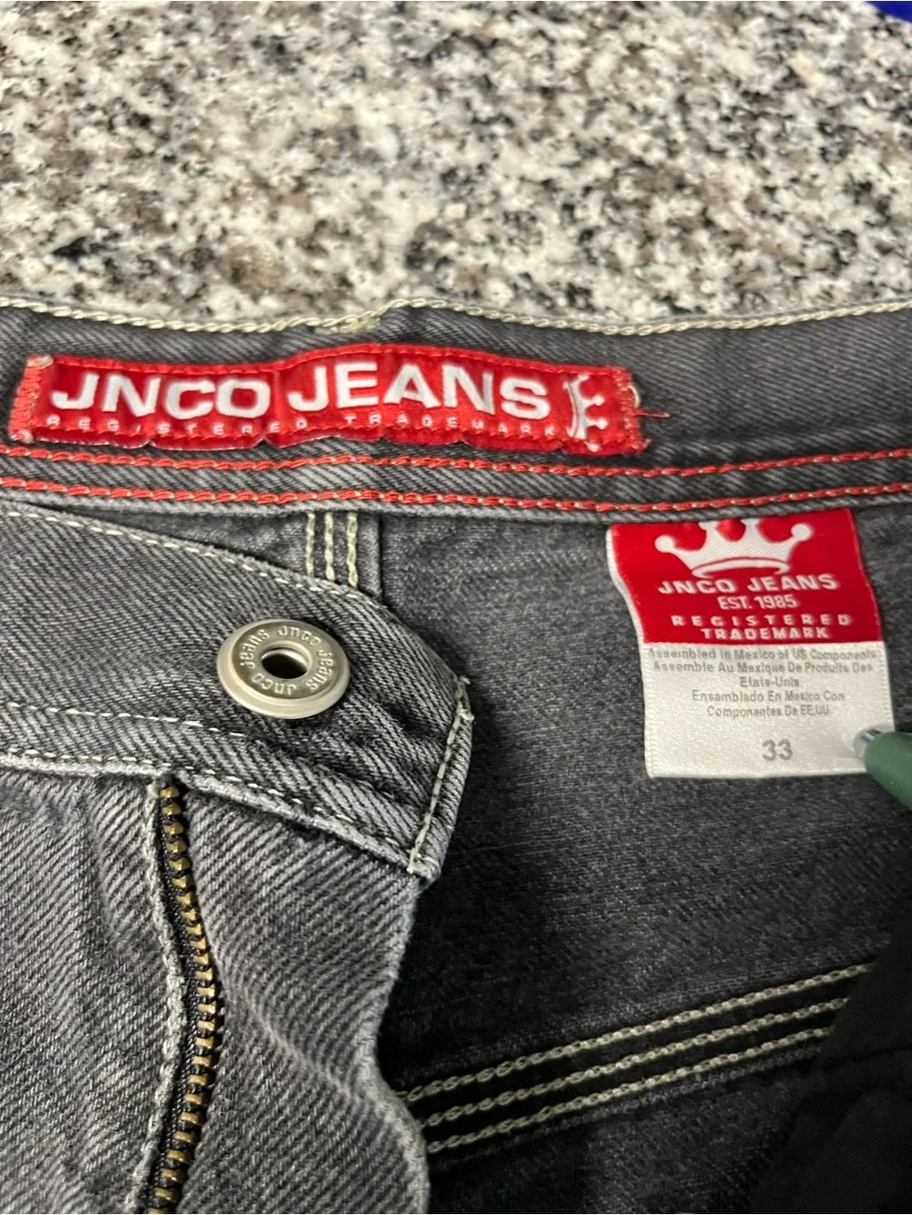 JNCO Black Washed Denim Cargo Shorts